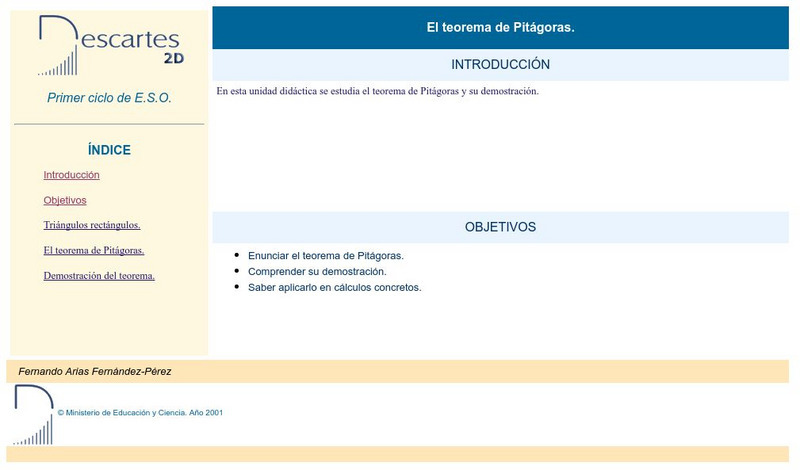 Ministerio De Educacion Y Ciencia: El Teorema De Pitagoras Lesson Plan Ministerio De Educacion Y Ciencia: El Teorema De Pitagoras Lesson Plan