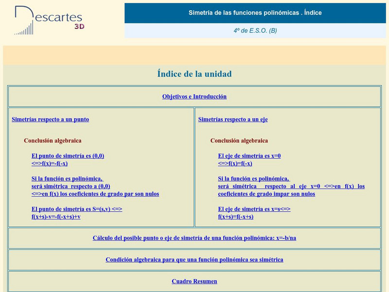 Ministerio De Educacion Y Ciencia: Simetria De Las Funciones Polinomicas Activity Ministerio De Educacion Y Ciencia: Simetria De Las Funciones Polinomicas Activity
