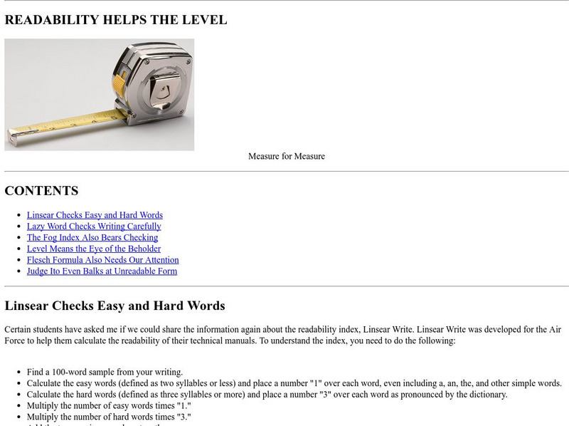 Csun: Readability Helps the Level Website