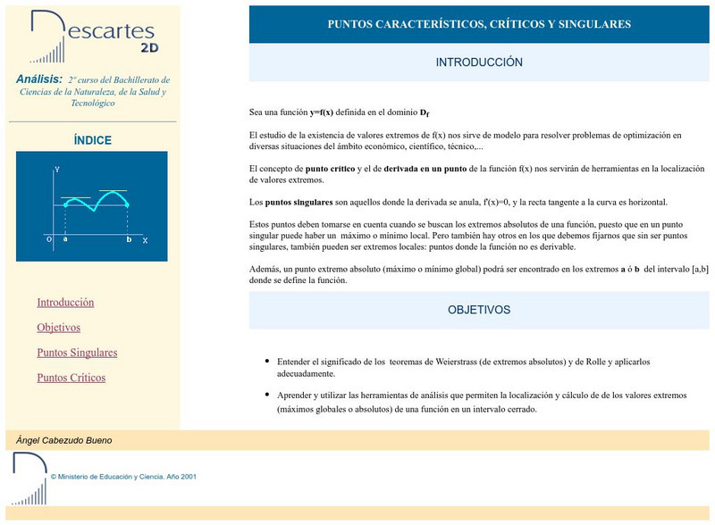Ministerio De Educacion Y Ciencia: Puntos Caracteristicos, Criticos Y Singulares Activity Ministerio De Educacion Y Ciencia: Puntos Caracteristicos, Criticos Y Singulares Activity