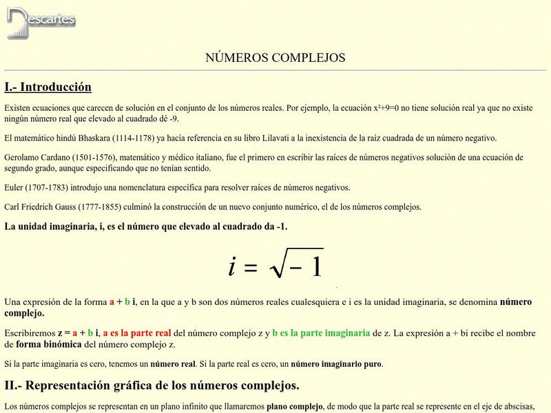 Ministerio De Educacion Y Ciencia: Numeros Complejos Activity