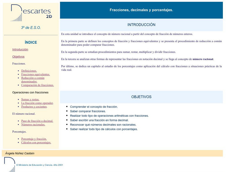 Ministerio De Educacion Y Ciencia: Fracciones, Decimals Y Porcentajes Lesson Plan Ministerio De Educacion Y Ciencia: Fracciones, Decimals Y Porcentajes Lesson Plan