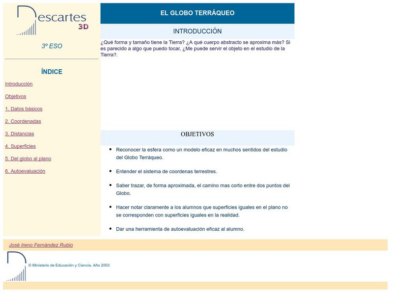 Ministerio De Educacion Y Ciencia: El Globo Terraqueo Lesson Plan
