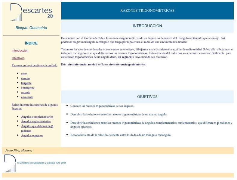 Ministerio De Educacion Y Ciencia: Razones Trigonometricas Unit Plan Ministerio De Educacion Y Ciencia: Razones Trigonometricas Unit Plan