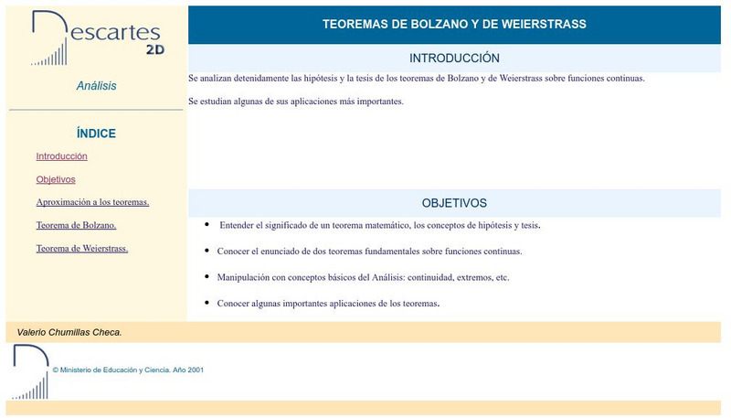 Ministerio De Educacion Y Ciencia: Teoremas De Bolzano Y De Weierstrass Interactive