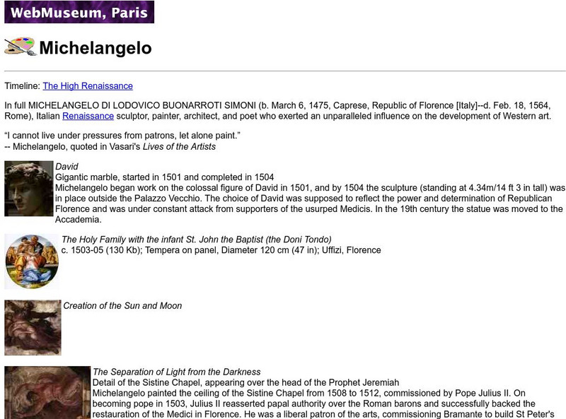 Ibiblio: Web Museum: Michelangelo Graphic Ibiblio: Web Museum: Michelangelo Graphic