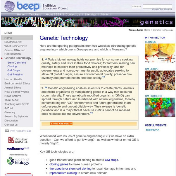 Bio Ethics Education Project (Beep): Genetic Technology Website Bio Ethics Education Project (Beep): Genetic Technology Website
