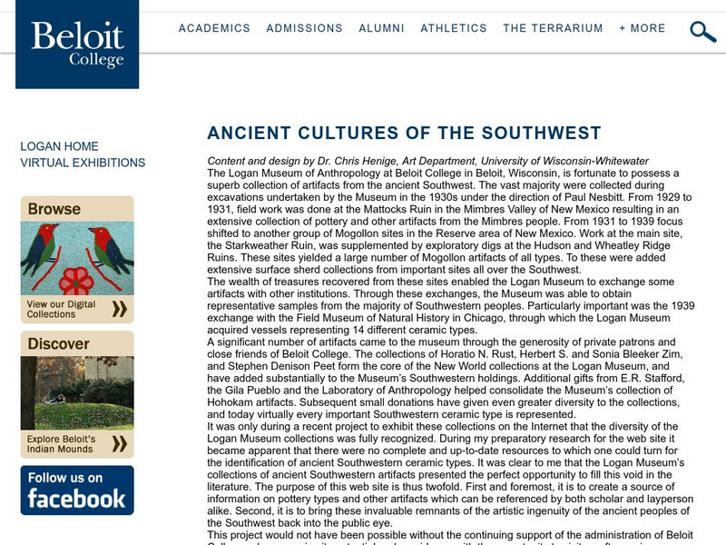 Beloit College: Ancient Cultures of the Southwest Website