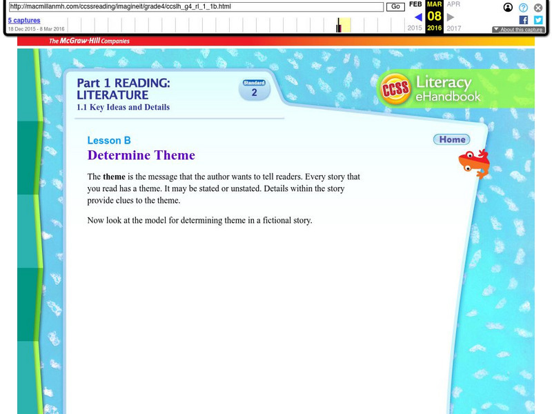 Mc Graw Hill: Part 1 Reading: Literature: Determine Theme Activity Mc Graw Hill: Part 1 Reading: Literature: Determine Theme Activity