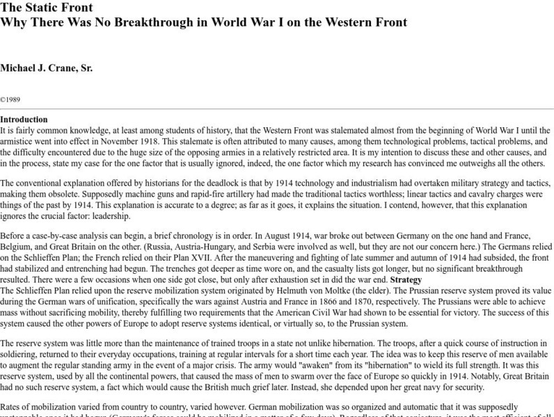 Byu: World War I Document Archive: The Static Front Website