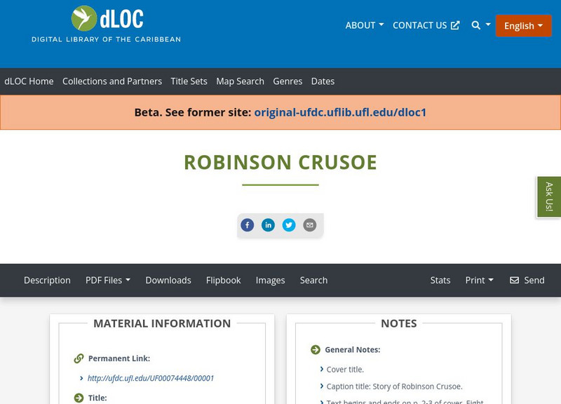 Baldwin Library: Robinson Crusoe (Defoe) Primary Baldwin Library: Robinson Crusoe (Defoe) Primary