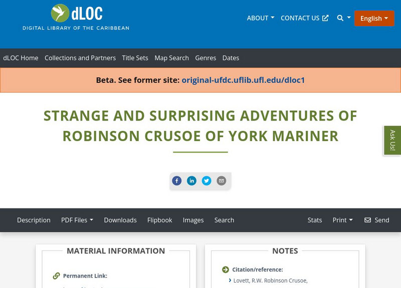 Baldwin Library: The Strange and Surprising Adventures of Robinson Crusoe Primary Baldwin Library: The Strange and Surprising Adventures of Robinson Crusoe Primary