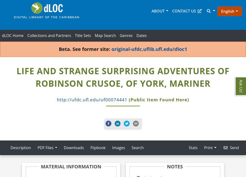 Baldwin Library: The Life and Strange Surprising Adventures of Robin Crusoe Primary