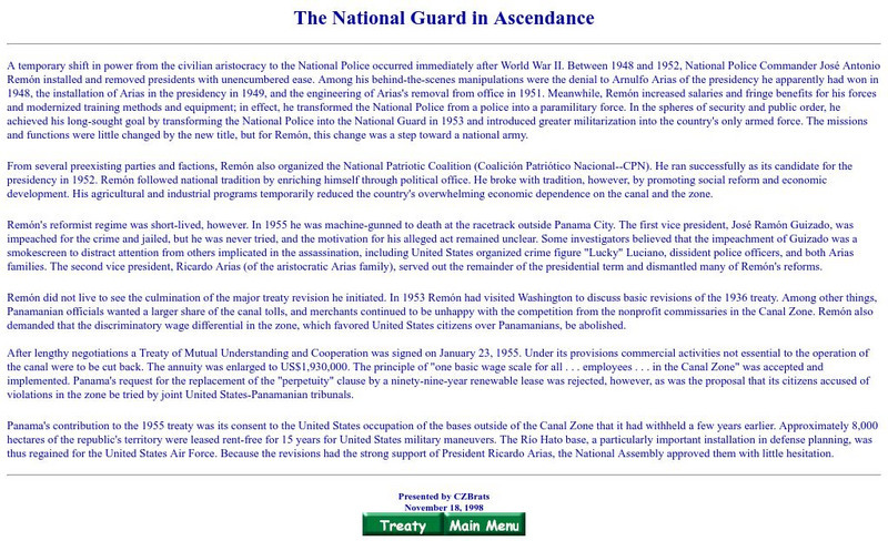 Cz Brat: 1955 Treaty: The National Guard in Ascendance Website