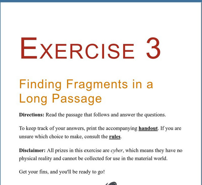 Grammar Bytes: Exercise 3: Finding Fragments in a Long Passage Activity Grammar Bytes: Exercise 3: Finding Fragments in a Long Passage Activity