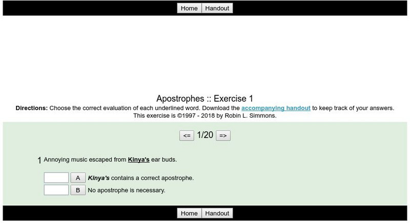 Grammar Bytes: Apostrophes: Exercise 1 Activity Grammar Bytes: Apostrophes: Exercise 1 Activity