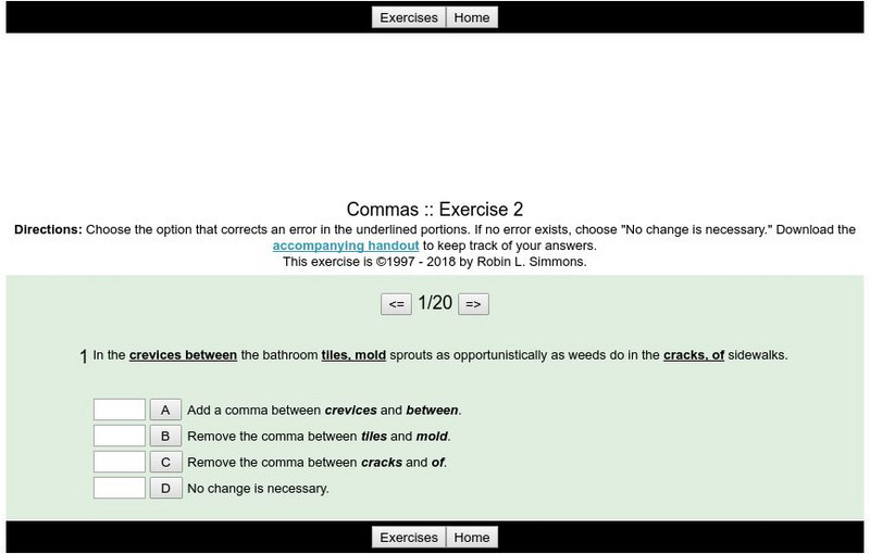 Grammar Bytes: Commas: Exercise 2 Activity Grammar Bytes: Commas: Exercise 2 Activity