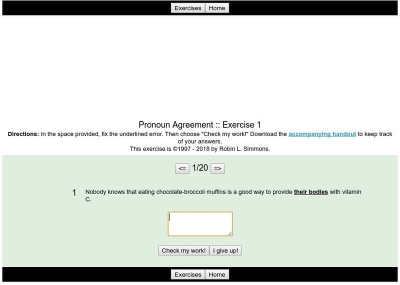 Grammar Bytes: Pronoun Agreement: Exercise 1 Activity