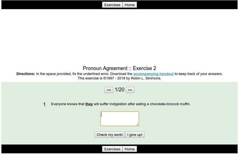 Grammar Bytes: Pronoun Agreement: Exercise 2 Activity