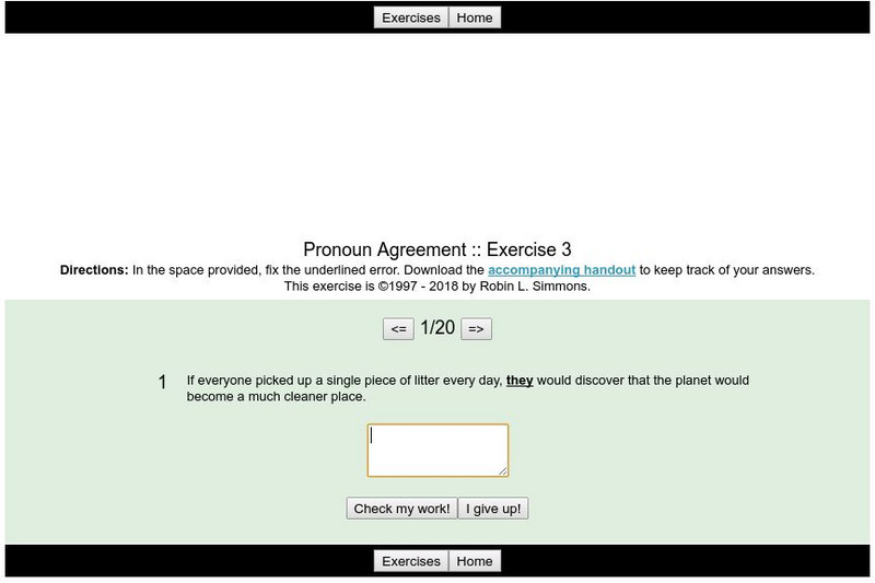 Grammar Bytes: Pronoun Agreement: Exercise 3 Activity