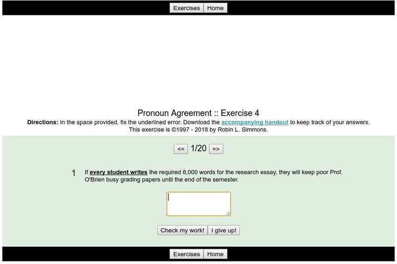 Grammar Bytes: Pronoun Agreement: Exercise 4 Activity