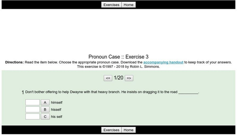 Grammar Bytes: Pronoun Case: Exercise 3 Activity Grammar Bytes: Pronoun Case: Exercise 3 Activity