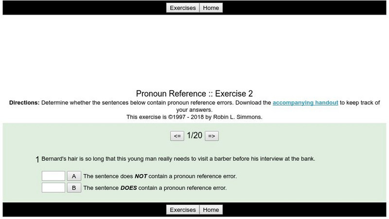 Grammar Bytes: Pronoun Reference: Exercise 2 Activity Grammar Bytes: Pronoun Reference: Exercise 2 Activity