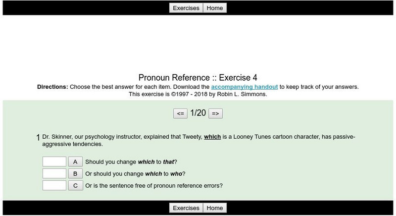 Grammar Bytes: Pronoun Reference: Exercise 4 Activity Grammar Bytes: Pronoun Reference: Exercise 4 Activity