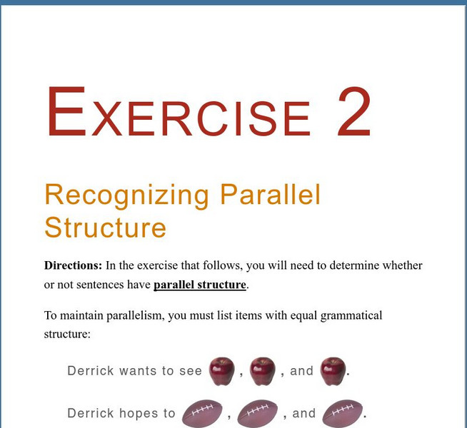 Grammar Bytes: Exercise 2: Recognizing Parallel Structure Handout Grammar Bytes: Exercise 2: Recognizing Parallel Structure Handout