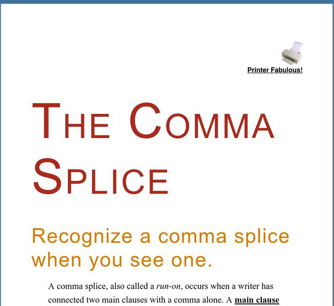 Grammar Bytes: The Comma Splice Handout Grammar Bytes: The Comma Splice Handout