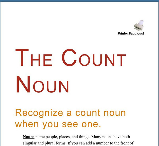 Grammar Bytes: The Count Noun Handout Grammar Bytes: The Count Noun Handout
