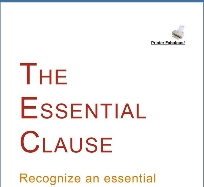 Grammar Bytes: The Essential Clause Handout Grammar Bytes: The Essential Clause Handout
