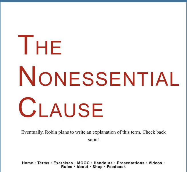 Grammar Bytes: The Nonessential Clause Handout Grammar Bytes: The Nonessential Clause Handout