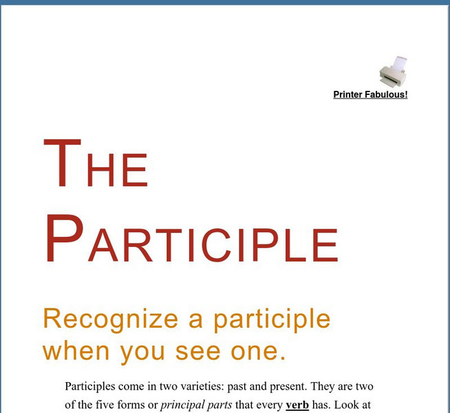 Grammar Bytes: The Participle Handout Grammar Bytes: The Participle Handout