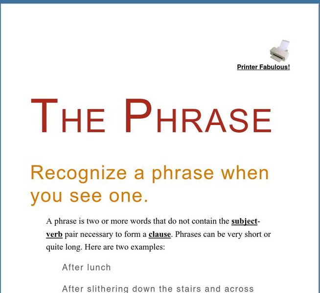Grammar Bytes: Phrase Handout Grammar Bytes: Phrase Handout