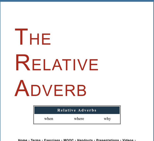 Grammar Bytes: The Relative Adverb Handout Grammar Bytes: The Relative Adverb Handout
