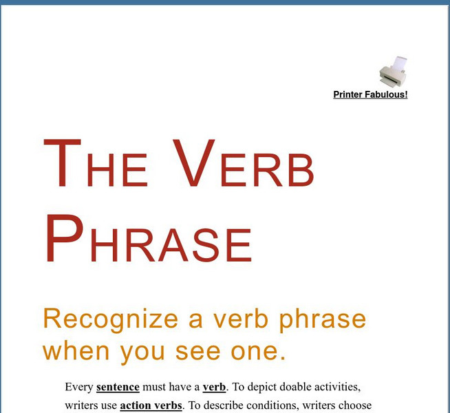 Grammar Bytes: The Verb Phrase Handout Grammar Bytes: The Verb Phrase Handout