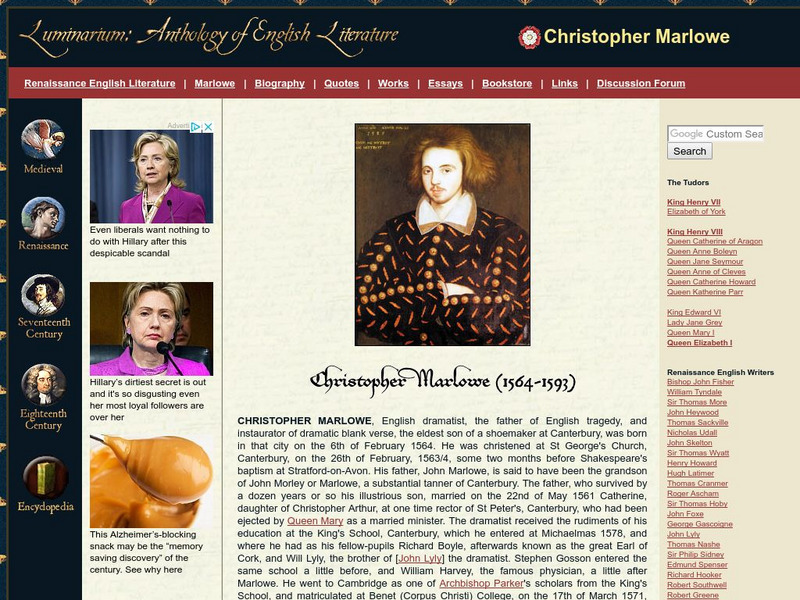 Luminarium: Anthology of English Literature: Christopher Marlowe Article Luminarium: Anthology of English Literature: Christopher Marlowe Article