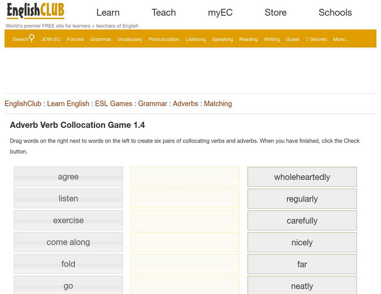 English Club: Adverb Verb Collocation Game 1.4 Interactive English Club: Adverb Verb Collocation Game 1.4 Interactive