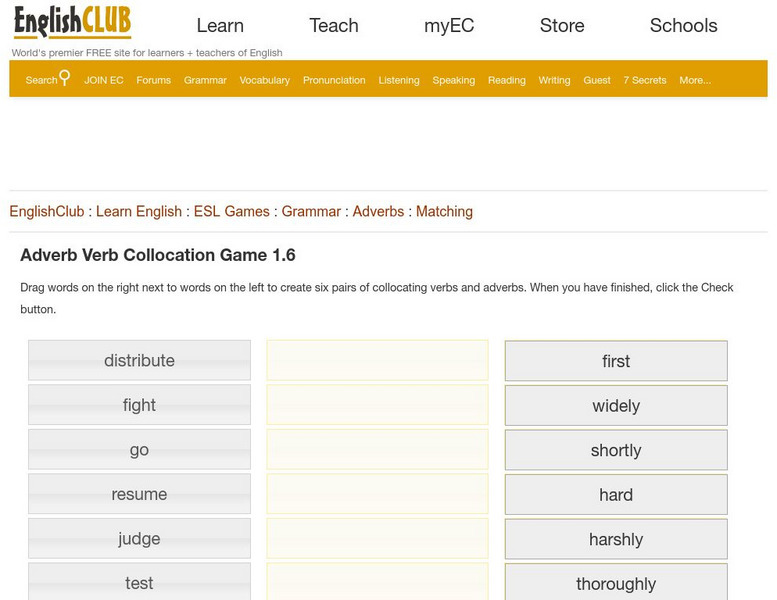 English Club: Adverb Verb Collocation Game 1.6 Interactive English Club: Adverb Verb Collocation Game 1.6 Interactive