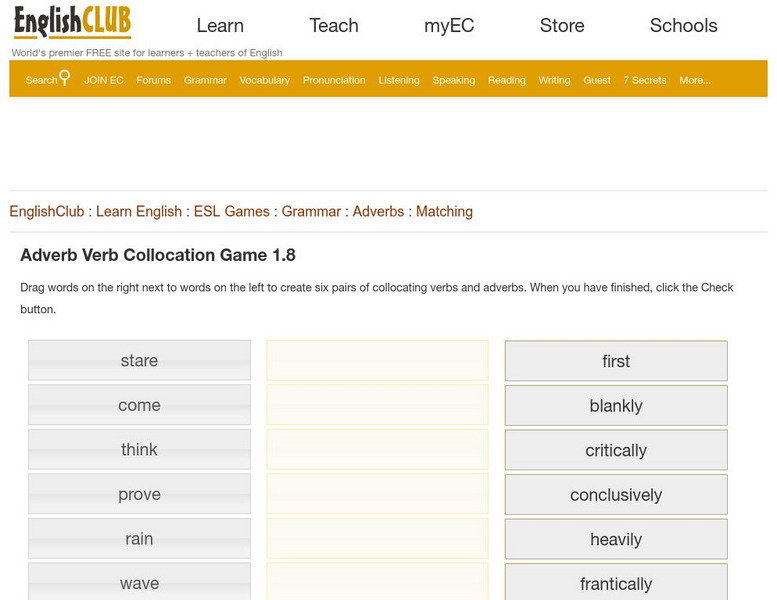 English Club: Adverb Verb Collocation Game 1.8 Interactive English Club: Adverb Verb Collocation Game 1.8 Interactive