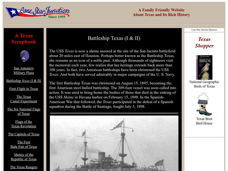 Lone Star Junction: Battleship Texas (I & Ii) Handout Lone Star Junction: Battleship Texas (I & Ii) Handout