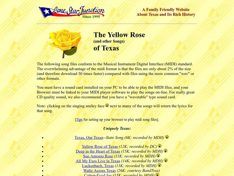 Lone Star Junction: The Yellow Rose (And Other Songs) of Texas Website Lone Star Junction: The Yellow Rose (And Other Songs) of Texas Website