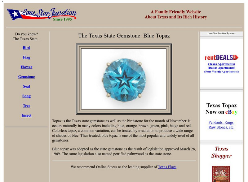 Lone Star Junction: The Texas State Gemstone: Blue Topaz Handout