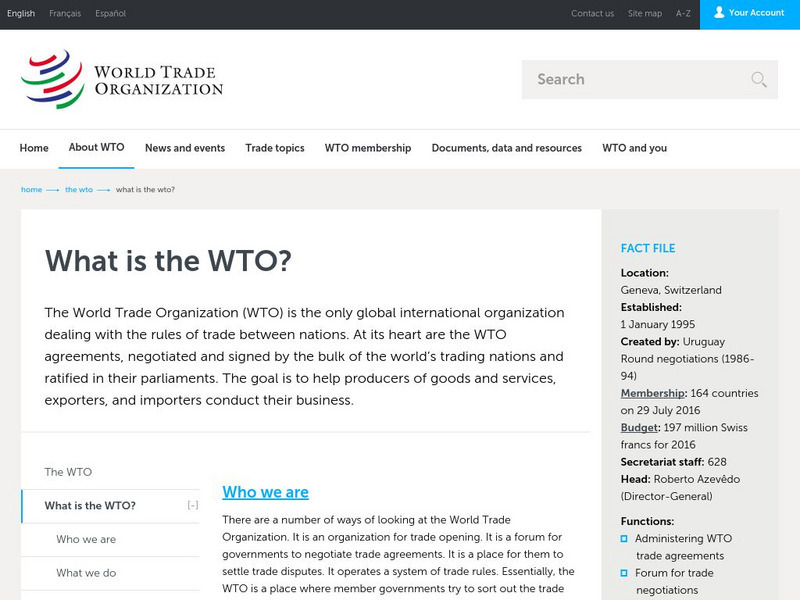 World Trade Organization: What Is the Wto? Website World Trade Organization: What Is the Wto? Website