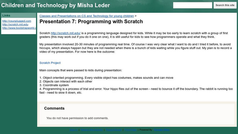 Google for Education: Children and Technology: Programming in Scratch Lesson Plan Google for Education: Children and Technology: Programming in Scratch Lesson Plan