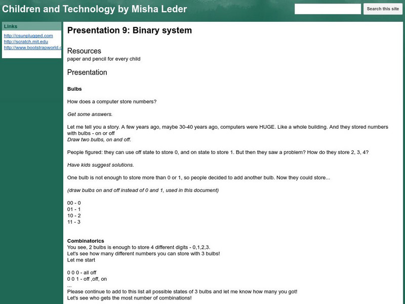 Google for Education: Children and Technology: Binary System Lesson Plan Google for Education: Children and Technology: Binary System Lesson Plan