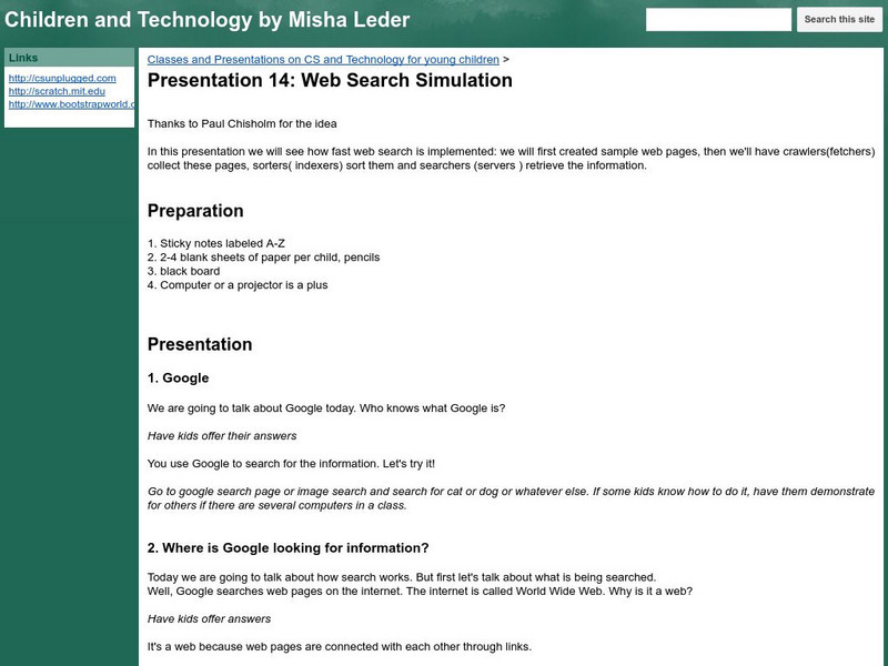 Google for Education: Children and Technology: Web Search Simulation Lesson Plan Google for Education: Children and Technology: Web Search Simulation Lesson Plan