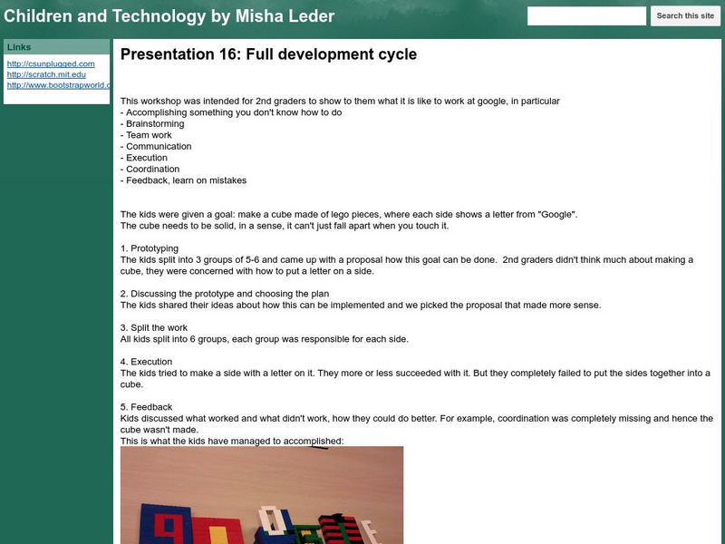 Google for Education: Children and Technology: Full Development Cycle Lesson Plan Google for Education: Children and Technology: Full Development Cycle Lesson Plan