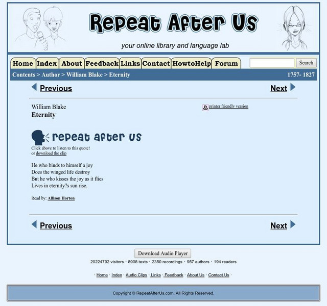 Repeat After Us: Eternity Activity Repeat After Us: Eternity Activity